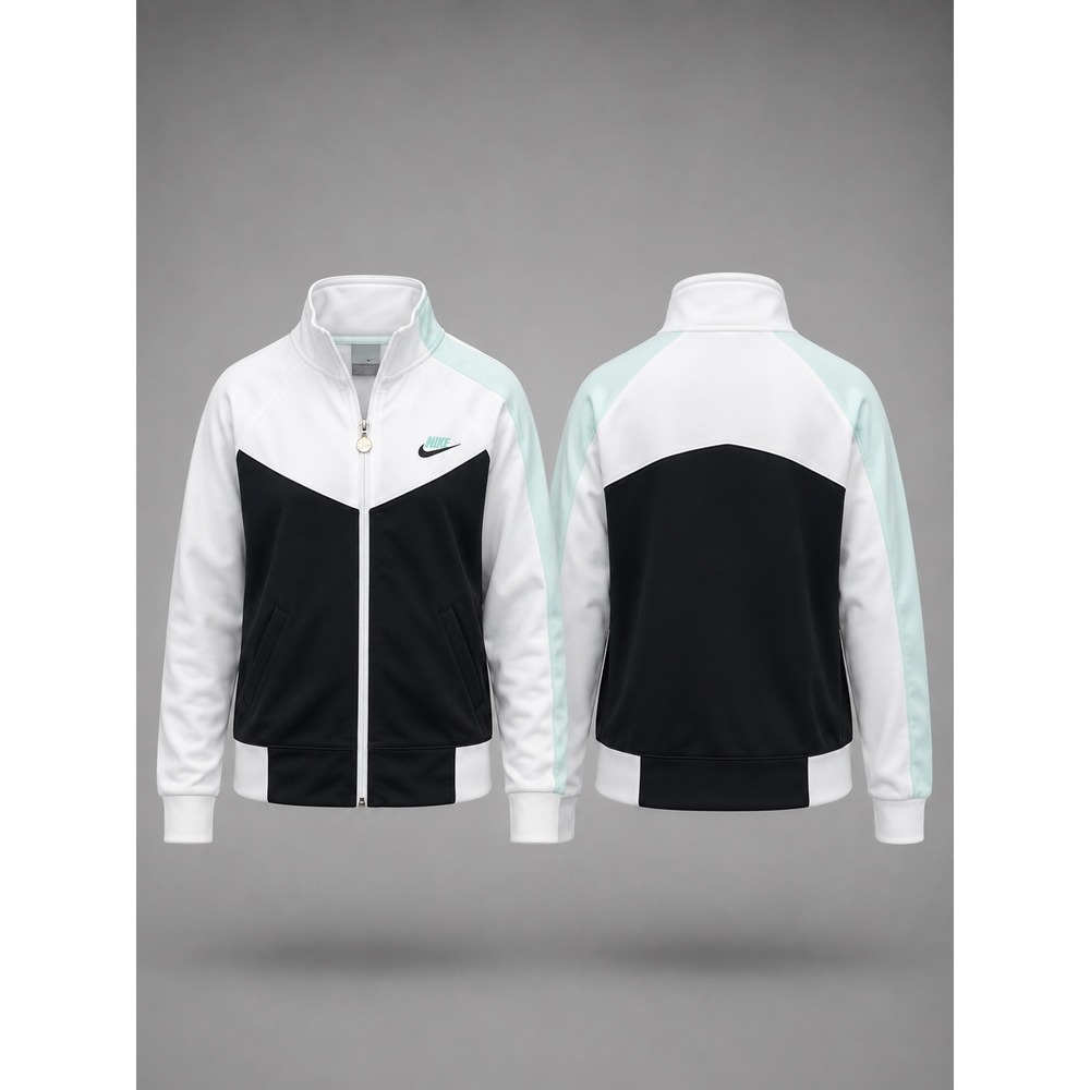 Nike Womens Full Zip Track Jacket White Black Mint Green Colorblock XL 16-18